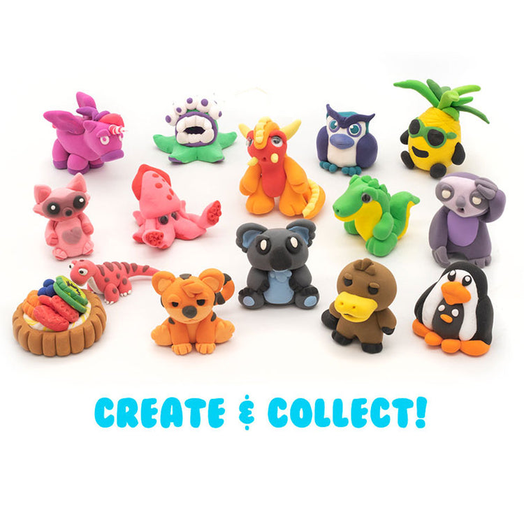 Fun Air Dough Characters built and decorated using the Air Dough Create and Decorate Kit