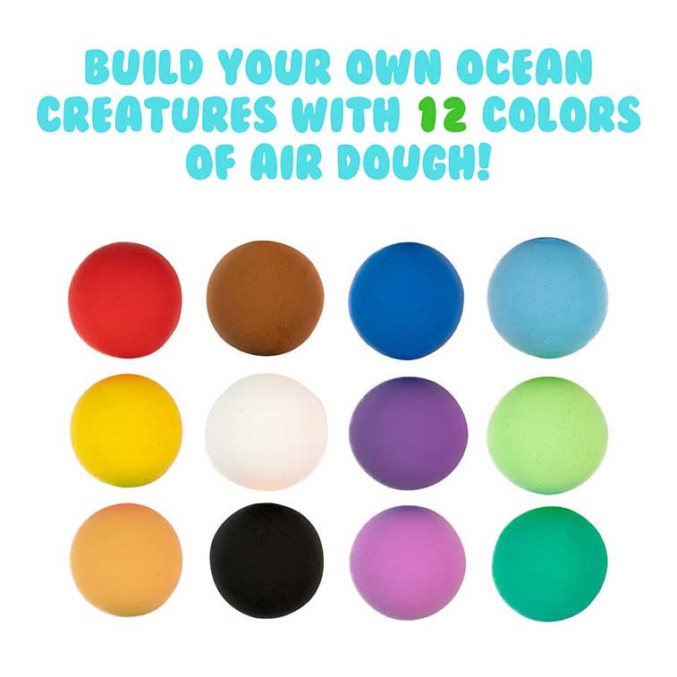 Air Dough Go! seaside has 12 colors of air dough included