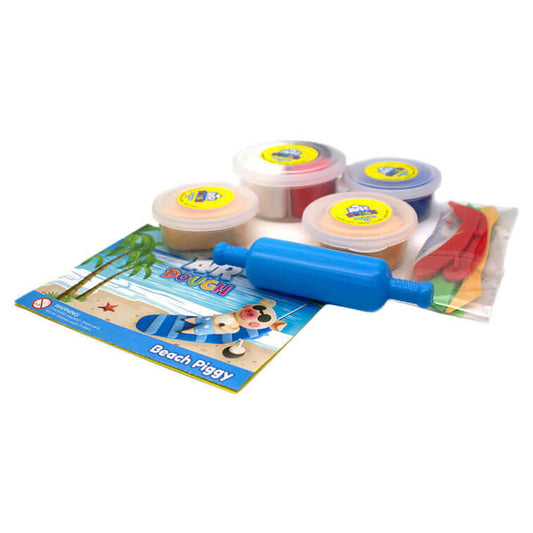 The Tools ,Instructions, and Dough that are included with the Air Dough Beach Piggy