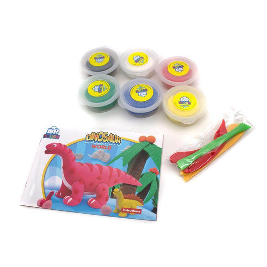 The Tools ,Instructions, and Dough that are included with the Air Dough Dinosaur World