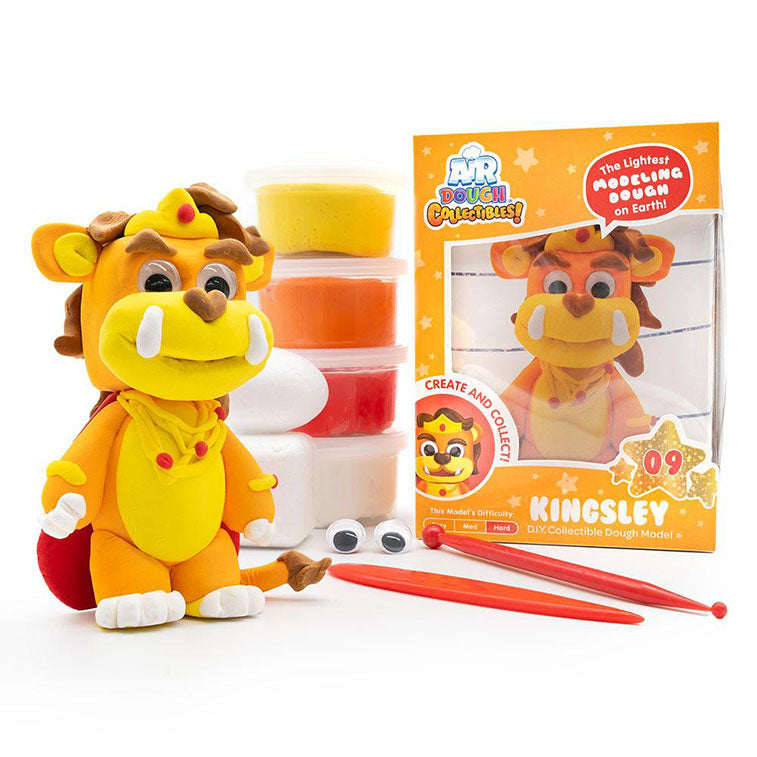 Air Dough Collectibles Character orange and yellow Kingsley the Lion made with Air Dough the lightest most amazing dough on Earth! with Tillywig Toy Award badge for Best Creative Fun