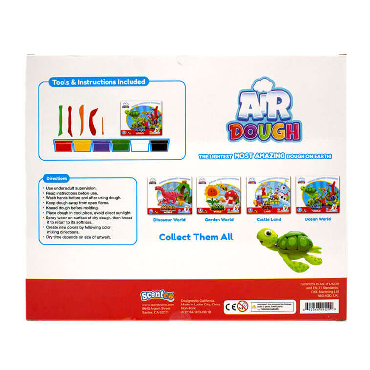 The back of the Air Dough Ocean World Packaging with written directions