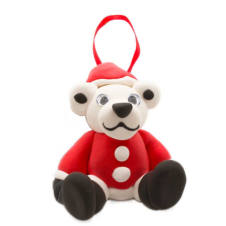 Close up of the Holiday character ornament Polar Bear made from the Lightest most amazing dough on earth