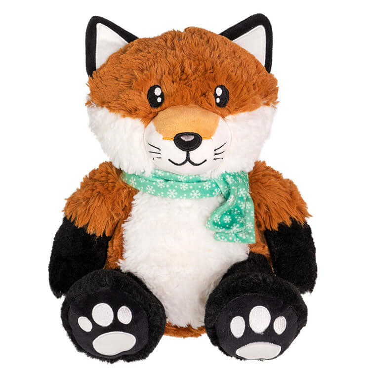 10 Inch reddish Fox with a green scarf Holiday Smanimals Hot Cocoa scented Plush