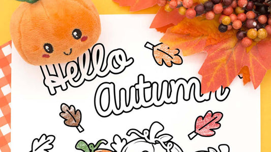 Autumn Coloring Page with Fall Friends Pumpkin Plush