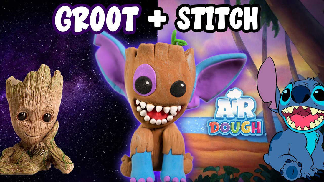 Baby Groot & Stitch Mashup made with Air Dough
