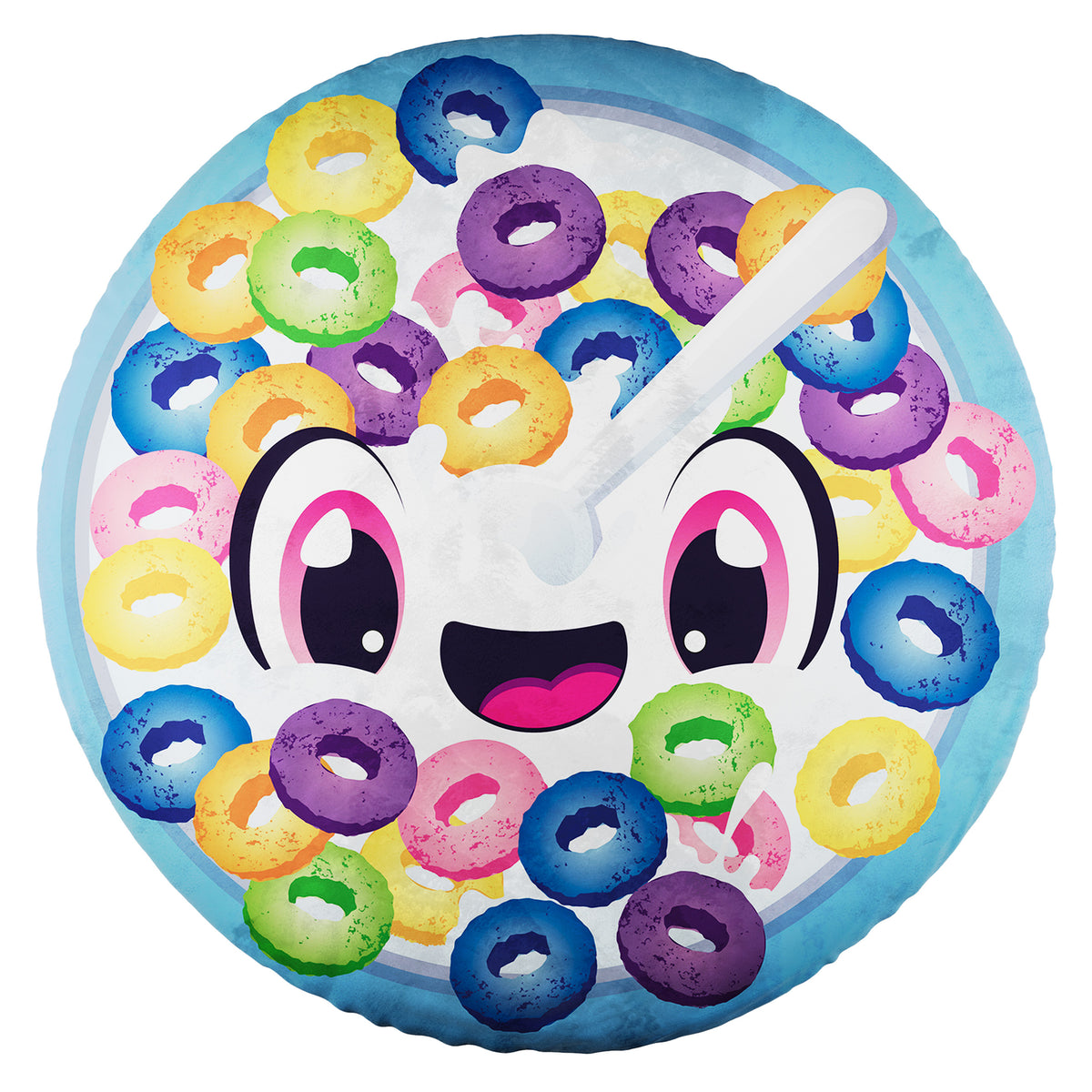 Blue, orange, yellow, green, purple, and pink cereal bowl Smillows Cereal scented Plush