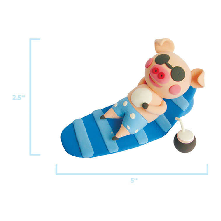 Measurements of the Piggy on a Beach Chair Character made from the Lightest Most Amazing Dough On Earth