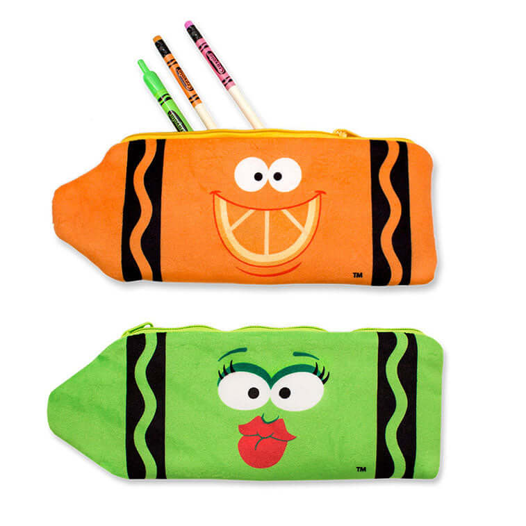 Pack of 2 Crayola Plush Pencil Cases Orange and Green Apple Scented