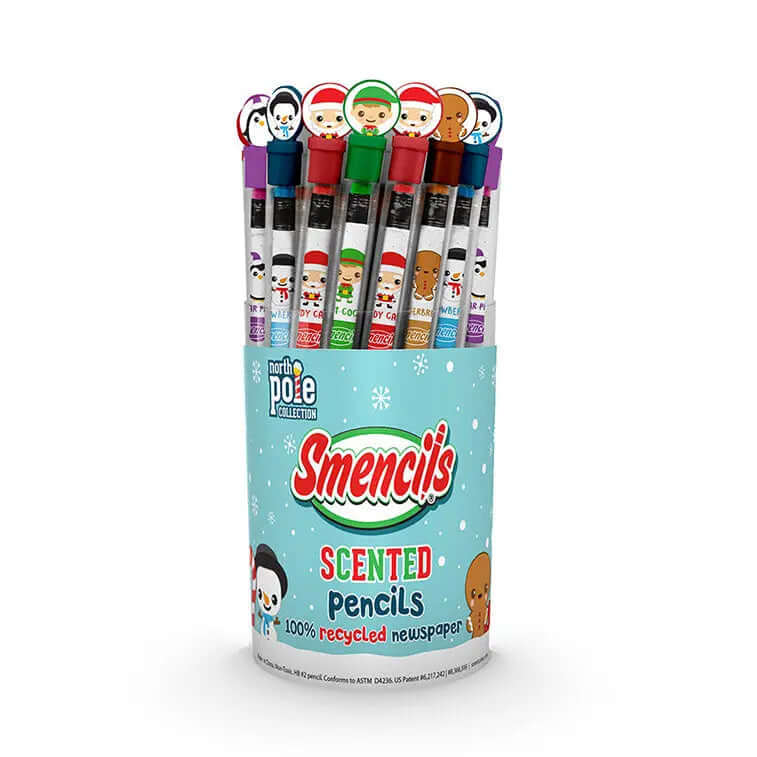 Cylinder of 50 Holiday Smencils, Scented Pencils