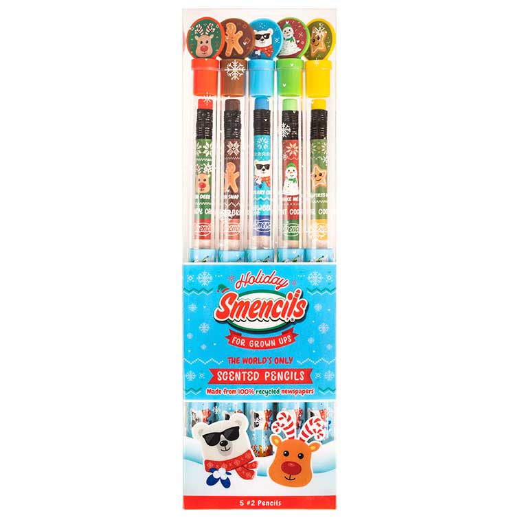 Pack of 5 Holiday Grown Ups Smencils, Scented Pencils