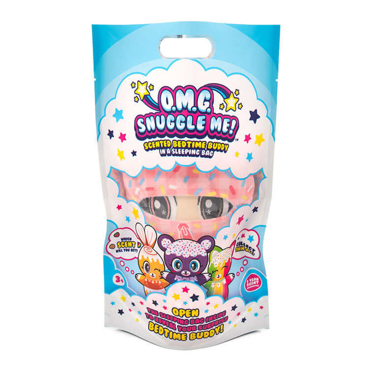 O.M.G. Snuggle Me! scented bedtime buddy Plush in a sleeping bag inside packaging