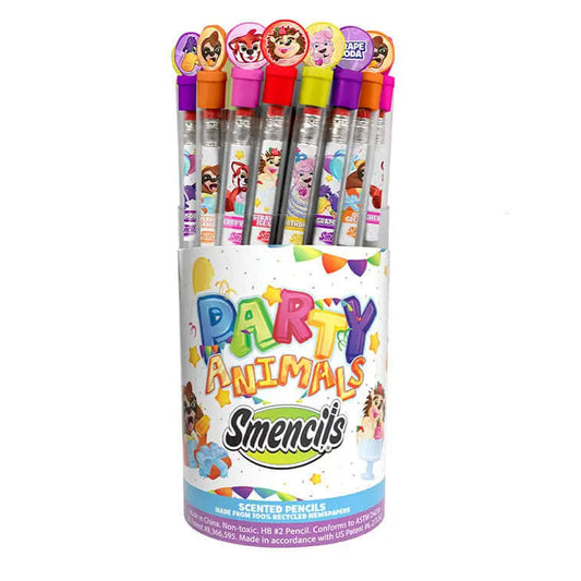 Cylinder of 50 Party Animals Smencils, Scented Pencils