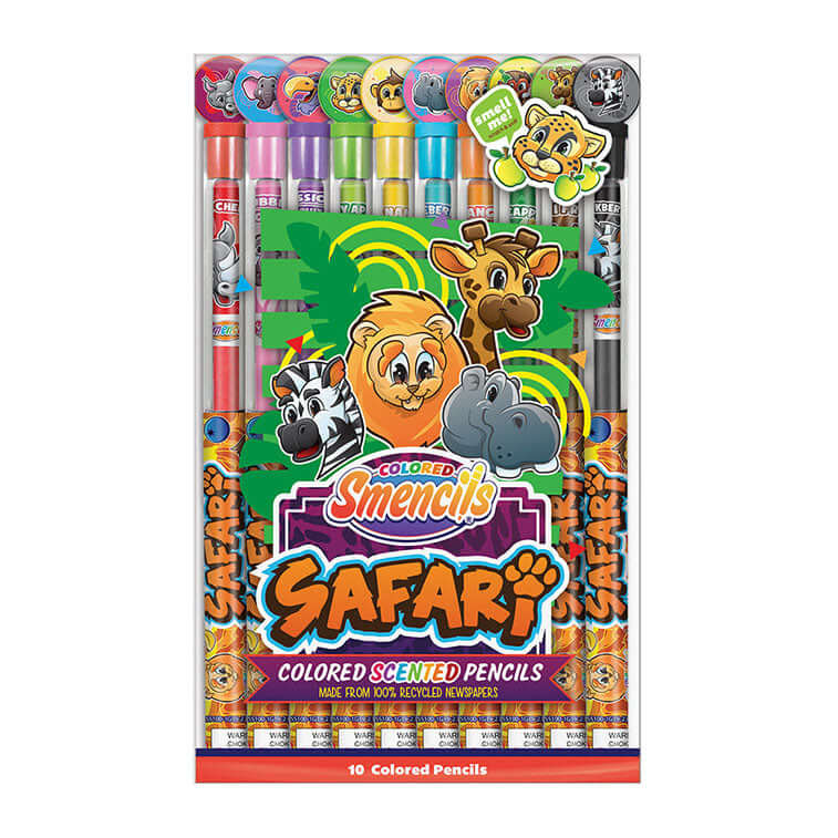Pack of 10 Safari Colored Smencils, Scented Pencils