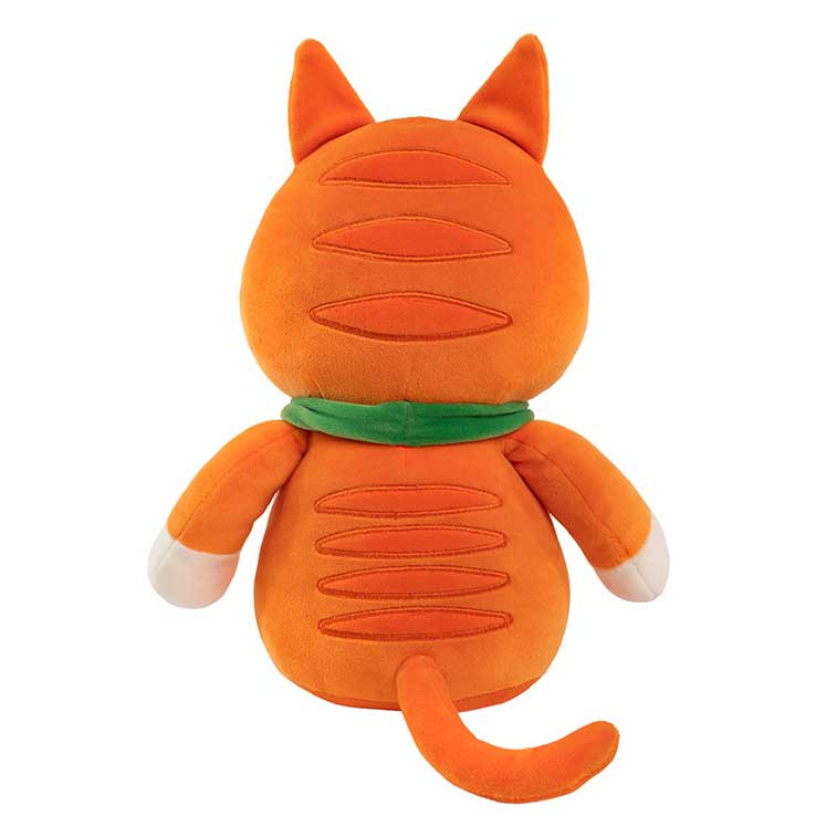10 Inch orange and white cat with a green collar Smanimals Orange Creamsicle scented Plush back view