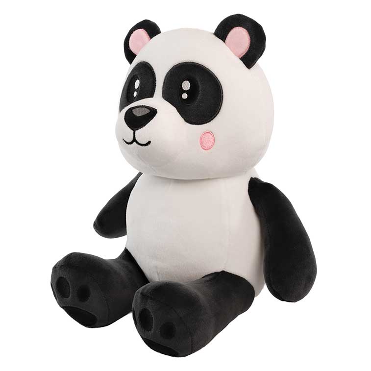 10 Inch black and white panda with a blue collar Smanimals Cookies and Cream scented Plush angle view