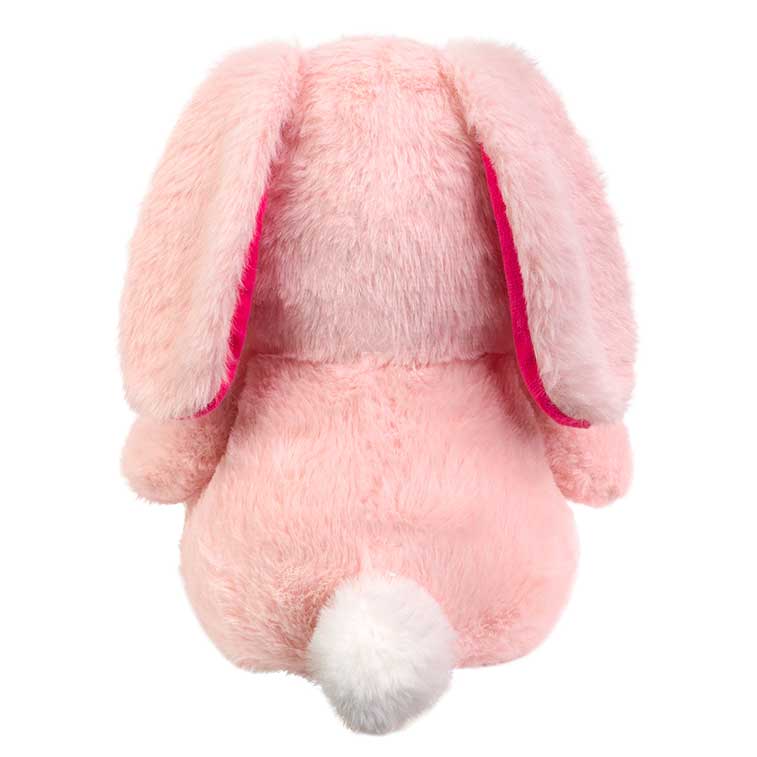 Back view of Pink Smanimals Spring Bunny plush out of the spring designed display box