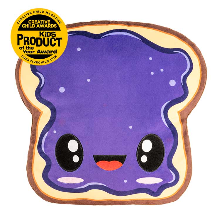 15 Inch brown and purple Jelly Toast Smillows Jelly Toast scented Plush with Top Summer Toy, kids product of the year award badge from the 2019 creative child magazine
