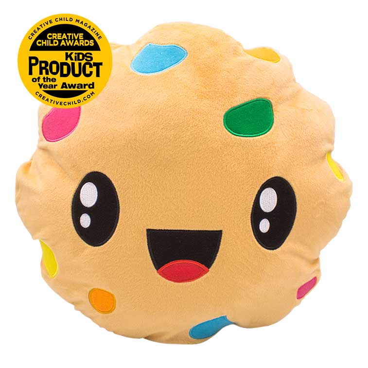 15 Inch brown and rainbow colors Rainbow Cookie Smillows Rainbow Cookie scented Plush with Top Summer Toy, kids product of the year award badge from the 2019 creative child magazine