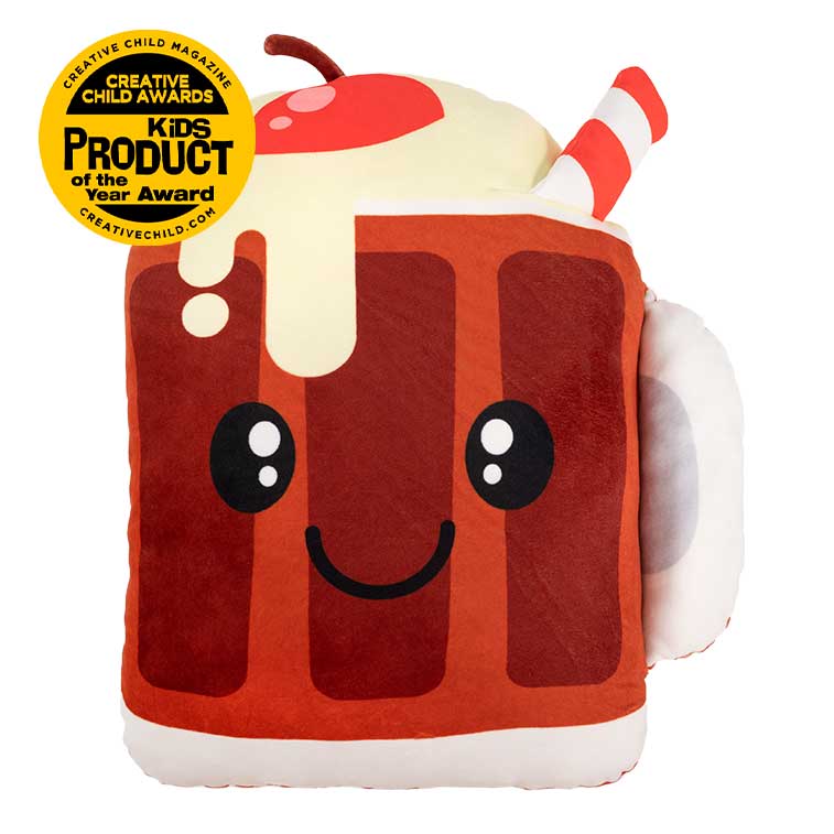 15 Inch brown RootBeer Smillows RootBeer scented Plush with Top Summer Toy, kids product of the year award badge from the 2019 creative child magazine