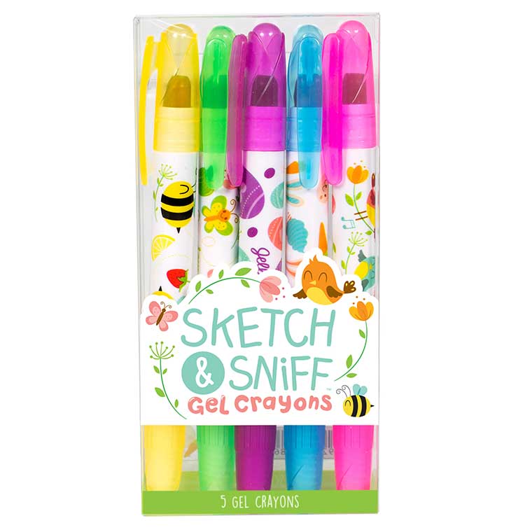 Pack of 5 Scented Gel Crayons, Sketch & Sniff Gell Crayons