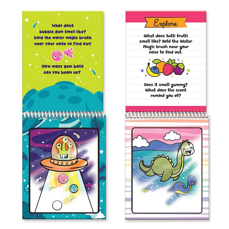 Water Magic Cosmic Adventure & Creatures fun on the go activity kits Bundle opened showing pages