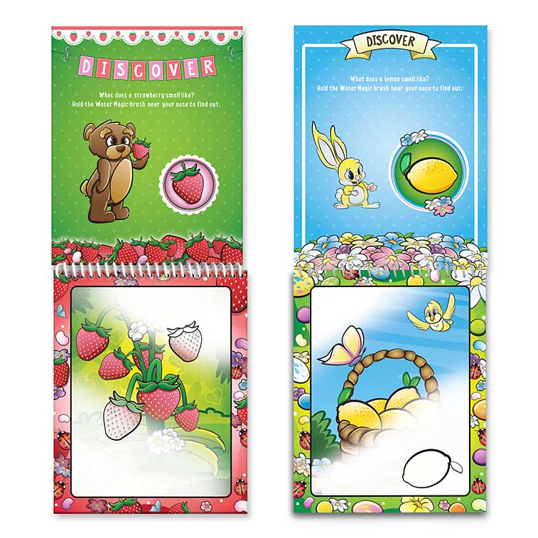 Water Magic Strawberry Picnic & Farm Friends fun on the go activity kits Bundle opened showing pages