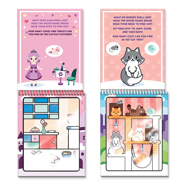 Water Magic Unicorn & Pet Paradise  fun on the go activity kits Bundle opened showing pages