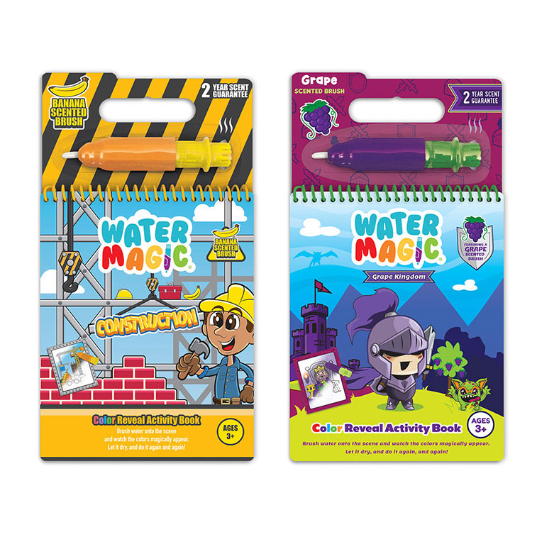 Water Magic Grape Kingdom & Construction fun on the go activity kits Bundle with scented water brush