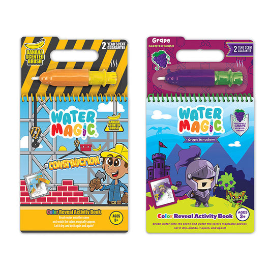 Water Magic Grape Kingdom & Construction fun on the go activity kits Bundle with scented water brush