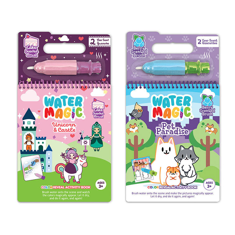 Water Magic Unicorn & Pet Paradise  fun on the go activity kits Bundle with scented water brush