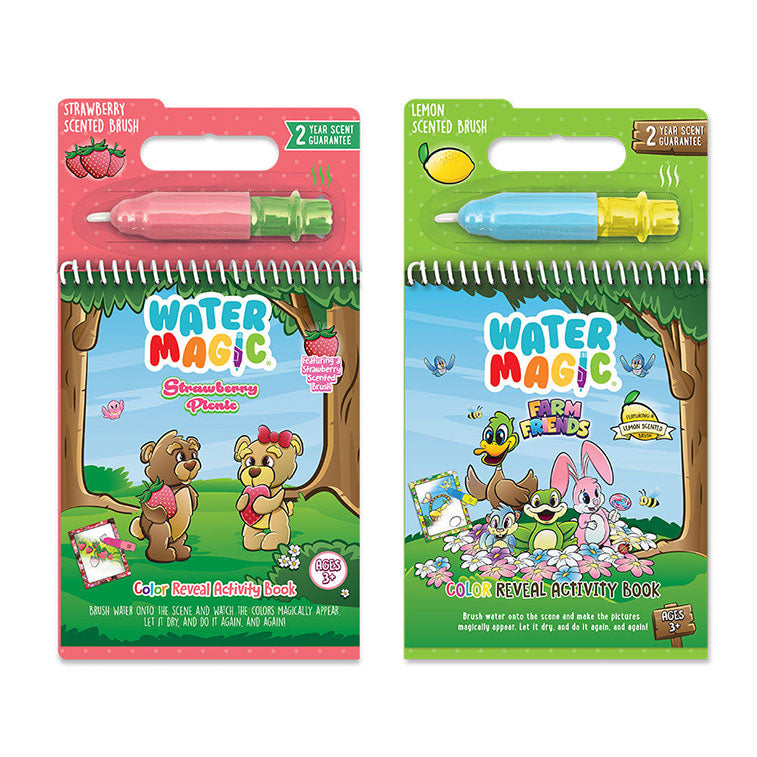 Water Magic Strawberry Picnic & Farm Friends fun on the go activity kits Bundle with scented water brush