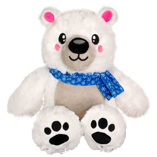 10 Inch white polar bear with dark blue scarf Holiday Smanimals candy cane scented Plush