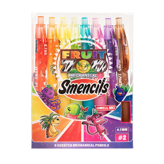 Pack of 8 Fruit Zoo Mechanical Smencils, scented mechanical pencils