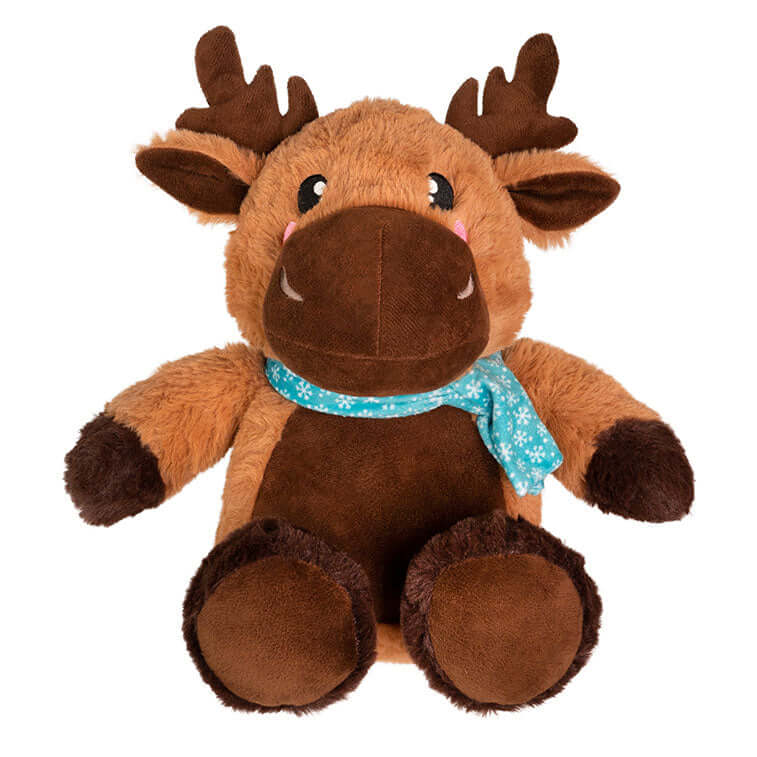 10 Inch brown moose with blue scarf Holiday Smanimals gingerbread scented Plush