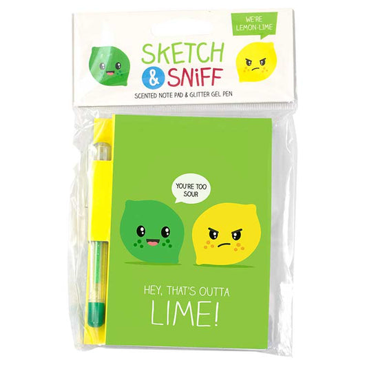 lemon lime Scented Sketch & Sniff Note Pad and Glitter Gel Pen